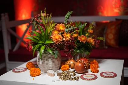 Floral detail and Tablescape — Sangeet decor — Westin